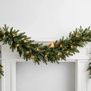 6 ft Cumberland Fir Garland - Battery-Operated Clear LED